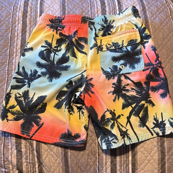 Wonder Nation Kid Boy Youth Palm Tree Swim Swimming Trunks with Back Pocket - Picture 2 of 5